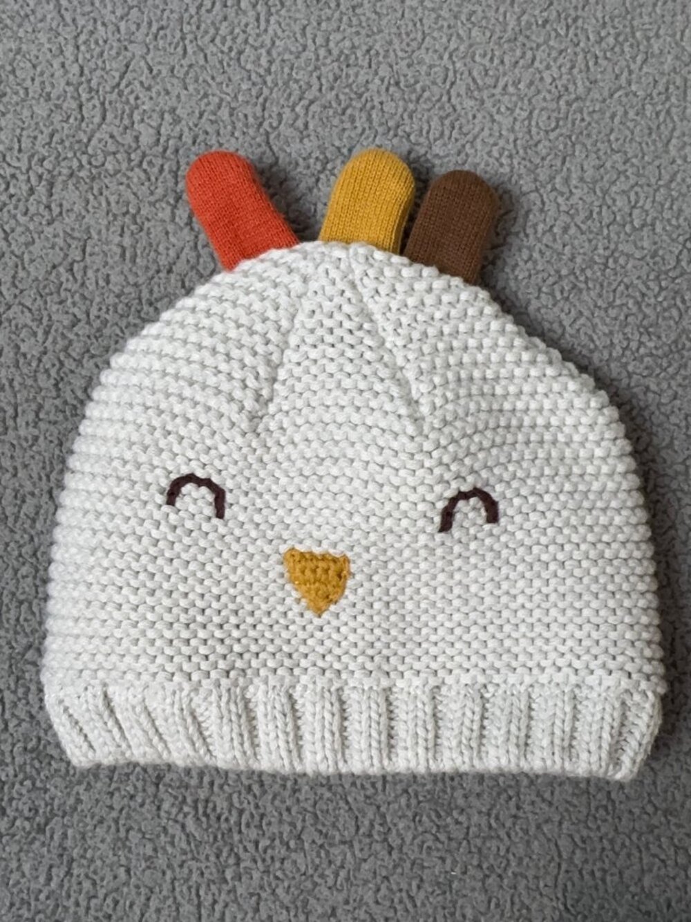 Carter’s Baby Turkey Thanksgiving Knit Beanie Hat 3-9M Cream